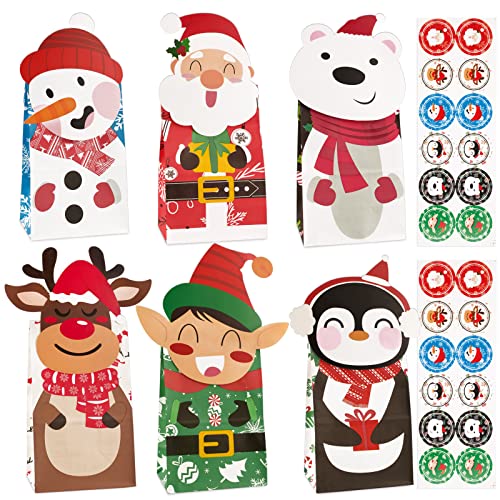 FLOFIA Geschenktüten Weihnachten 24 Stück Adventskalender Tüten zum Befüllen Geschenkbeutel Papiertüten mit Weihnachtsaufkleber Weihnachtsmann Schneemann Eisbär X-Mas Tütchen FLOFIA Geschenktüten Weihnachten 24 Stück Adventskalender Tüten zum Befüllen Geschenkbeutel Papiertüten mit Weihnachtsaufkleber Weihnachtsmann Schneemann Eisbär X-Mas Tütchen von FLOFIA