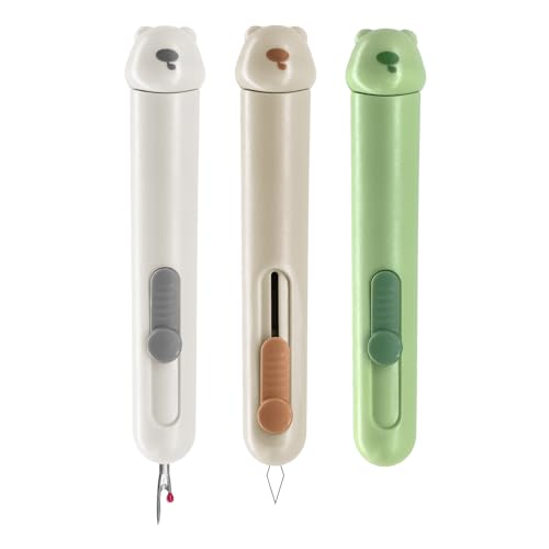FLONSA Automatischer Nadeleinfädler, 3-in-1 Nahttrenner, verbesserter dehnbarer Nadeleinfädler zum Handnähen, Kreuzstich (Gelb + Grün + Grau) von FLONSA