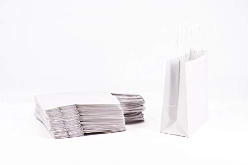 Shopper aus Kraftpapier weiß mit Griff aus Papier, 18 x 8 x 20 cm, 25 Stück von FLORIO CARTA S.p.A