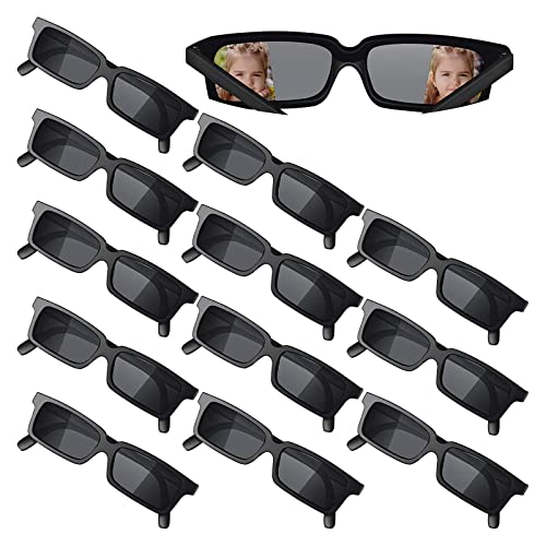 12 Stücke Agent Brille Rückansicht Detektiv Brille Polizei Geheimagent Sonnenbrille Spionagebrille Kostüm Brille Zubehör für Abschlussfeiertage Geburtstagsfeier, Kinder und Erwachsene, Schwarz von FLOTRUTE