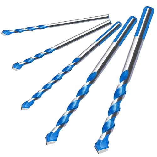 5 Betonbohrer, 6 mm Steinbohrer-Set, Anti-Vibrations-Hammerbohrer, Multi-Material-Bohrer-Set für Keramik, Porzellan, Granit, Marmor, Beton, Glas, Ziegel, Zement, Fliesen, Kunststoff von FLULPZU