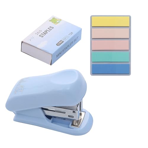 Mini-Heftgerät für den Schreibtisch, leicht, blau, tragbar, mit 400 Standard-Heftklammern 26/6, Kapazität von 2–24 Blatt, geeignet für Studenten und Büro Mini-Heftgerät für den Schreibtisch, leicht, blau, tragbar, mit 400 Standard-Heftklammern 26/6, Kapazität von 2–24 Blatt, geeignet für Studenten und Büro von FLULPZU
