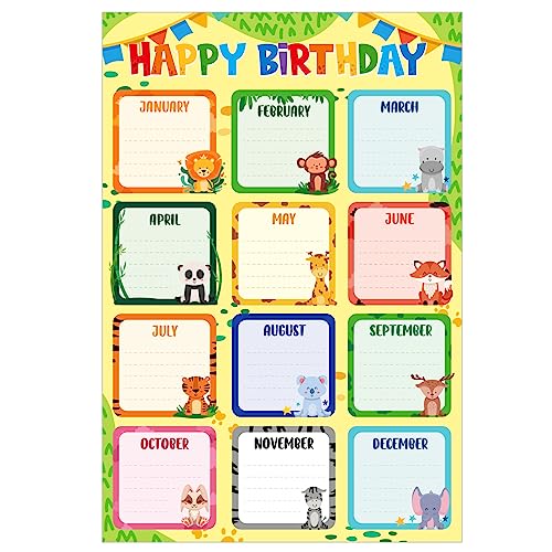 FLYAB Geburtstagstabelle für Klassenzimmer – 29,1 x 41,9 cm, Tiere, Happy Birthday-Kalender, Poster für Kinder, Schulanfang, Pinnwand, Dekoration, Lehrerbedarf FLYAB Geburtstagstabelle für Klassenzimmer – 29,1 x 41,9 cm, Tiere, Happy Birthday-Kalender, Poster für Kinder, Schulanfang, Pinnwand, Dekoration, Lehrerbedarf von FLYAB