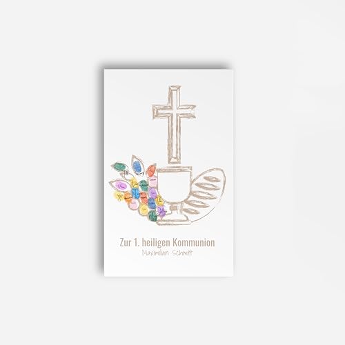 FLYERALARM Gästebuch zur Kommunion-Konfirmation auf Leinwand (30cm x 40cm) für Fingerabdrücke I Personalisiertes Geschenk für Mädchen und Jungen von FLYERALARM