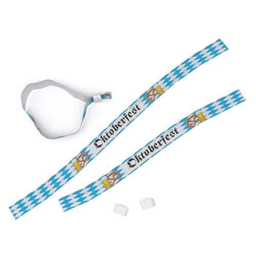 Oktoberfest Einlassbänder Stoff Bändchen für Erwachsene - 10 Stück - weißer Fast-Lock-Verschluss Plastik - Polyester Armband Oktoberfest Einlassbänder Stoff Bändchen für Erwachsene - 10 Stück - weißer Fast-Lock-Verschluss Plastik - Polyester Armband von FLYERALARM