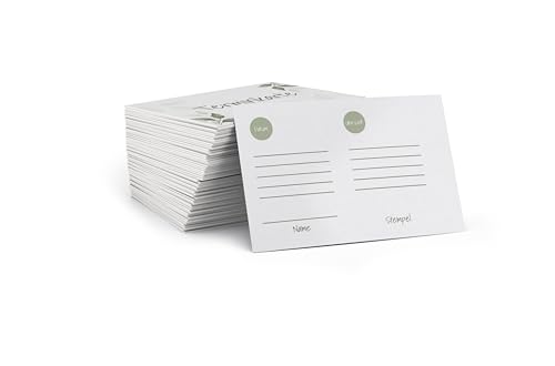 Terminkarte zum Ausfüllen (100 Stück) Platz für fünf Termine mit Datum und Uhrzeit I Karten mit schlichtem Eukalyptus Design von FLYERALARM