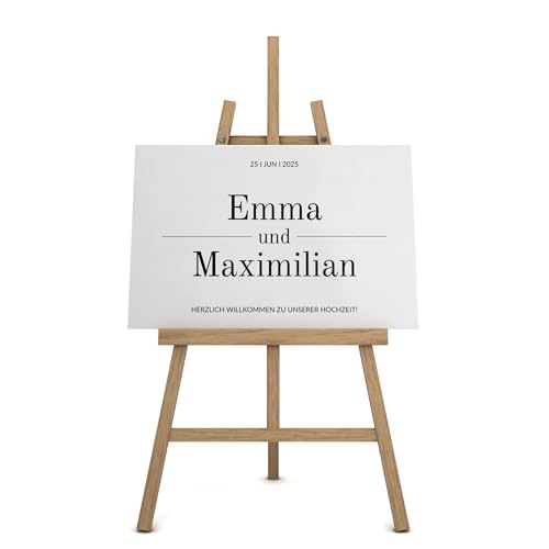 Willkommensschild personalisiert auf Leinwand (60cm x 40cm) Eingang Deko mit Namen und Datum I Türschild "Willkommen" | Hochzeit, Taufe, Geburtstag (Leinwand Minimalistisch, 60cm x 40cm) von FLYERALARM