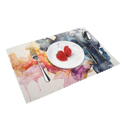 Bunte Tischsets mit Gouache-Druck, 4 Stück, für Zuhause, Esszimmer, Geschenke, rutschfeste Tischsets, hitzebeständig, 45 x 30 cm Bunte Tischsets mit Gouache-Druck, 4 Stück, für Zuhause, Esszimmer, Geschenke, rutschfeste Tischsets, hitzebeständig, 45 x 30 cm von FLYIFE