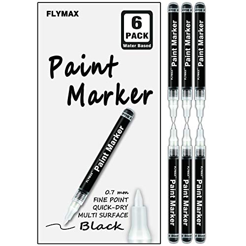 Schwarz Lackstifte, 6 Stück 0.7mm Acryl Permanent Marker Holz Stein Kunststoff Leder Glas Stein Metall Leinwand Keramik Extra Fein Spitze Wasserfest Deckend Wasserbasis Schwarz Lackstifte, 6 Stück 0.7mm Acryl Permanent Marker Holz Stein Kunststoff Leder Glas Stein Metall Leinwand Keramik Extra Fein Spitze Wasserfest Deckend Wasserbasis von FLYMAX