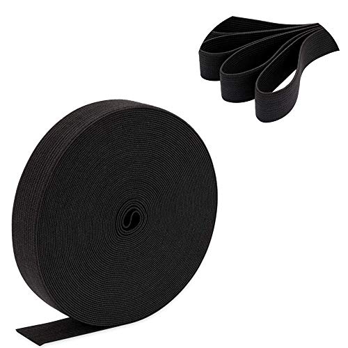 FLZONE 25MM 10Metres Schwarzes Gummiband Flache Gummibänder Elastische Schnur zum Nähen von Taillenbändern und Kunsthandwerk von FLZONE