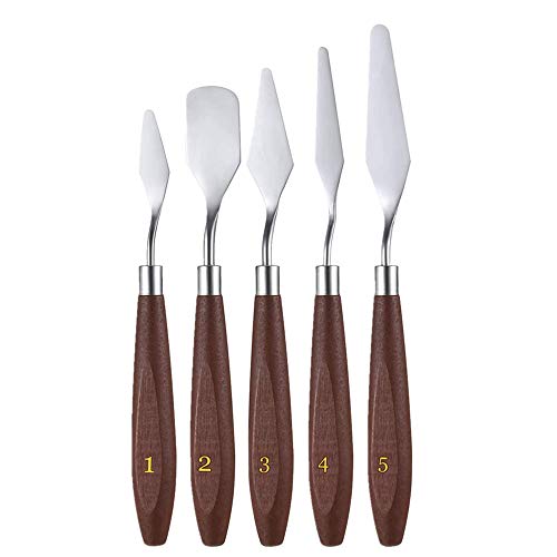 FLZONE Palettenmesser Malwerkzeuge,5 Stück MÖl-Malen Spachteln Malmesser Set Palette Messer Set für Künstler Ölgemälde,Acrylmalerei von FLZONE