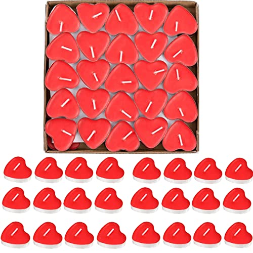 FLZONHUT 50 Rote Herzform Romantische Kerzens,Kerzen Deko Für Valentinstag, Vorschlag, Hochzeit,JubiläUm, Verlobung, Geburtstag,Romantische Geschenke von FLZONHUT