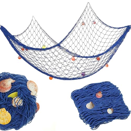 Fischernetz Deko,Dekoratives Fischernetz Fish Net Décor Natürliche Fischnetz mit Muscheln für Marine Dekor Meerjungfrau Piraten Party Hochzeit Geburtstagsparty 100 x 200 cm,Blau Fischnetzdekoration Fischernetz Deko,Dekoratives Fischernetz Fish Net Décor Natürliche Fischnetz mit Muscheln für Marine Dekor Meerjungfrau Piraten Party Hochzeit Geburtstagsparty 100 x 200 cm,Blau Fischnetzdekoration von FLZONHUT