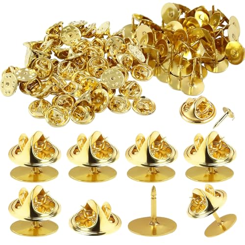 Pin Verschluss,50 Paar Schmetterling Stift Clutch,Schmetterling Pin Verschluss,Verschlüsse Butterfly Clips,Metall Schmetterlings mit Pferdedornnadel für Schmuckherstellung und Handwerk (Gold) von FLZONHUT