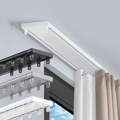 FMCAGNGAKP Vorhangschiene Set 2-läufig, Gardinenschiene, Vorgebohrt, Gardinenstange aus Aluminium für Wohnzimmer und Schlafzimmer(White,5m(4 * 1.25m)) von FMCAGNGAKP