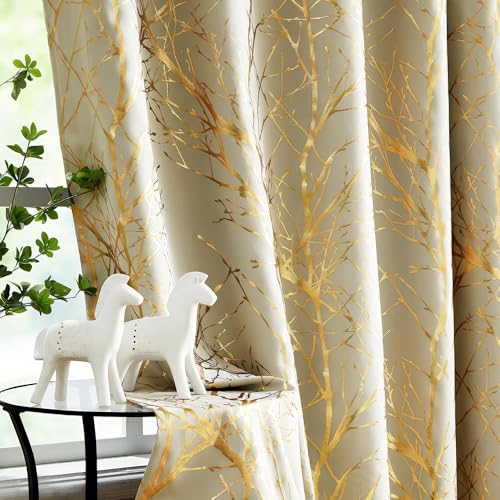 Fmfunctex Verdunkelungsvorhänge für Wohnzimmer, 228,6 cm lang, Ösenvorhänge für Schlafzimmer, Baumzweigfolie, wärmeisoliert, Fenstervorhang, Paneele, 2 Paneele Fmfunctex Verdunkelungsvorhänge für Wohnzimmer, 228,6 cm lang, Ösenvorhänge für Schlafzimmer, Baumzweigfolie, wärmeisoliert, Fenstervorhang, Paneele, 2 Paneele von FMFUNCTEX