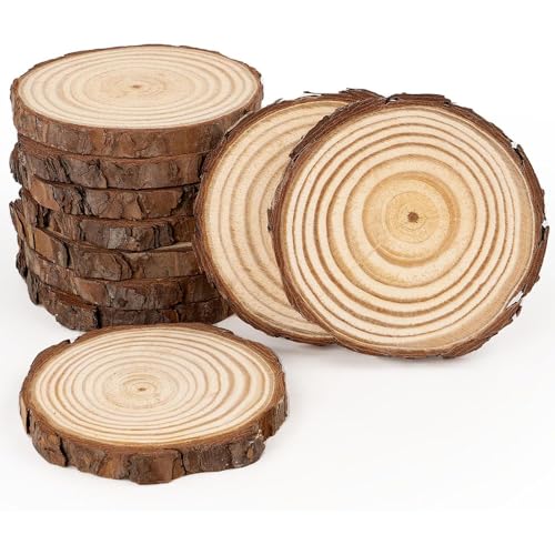FMIYJUN 30 Stück jährliche Ringe, Holzspäne, Kiefernholzspäne, handgefertigte Dekoration, für Bastelarbeiten, Kunst und Hochzeitsfeier, Ornamente, Dekorationen (Durchmesser 6–7 cm, Dicke 0,5 cm) von FMIYJUN