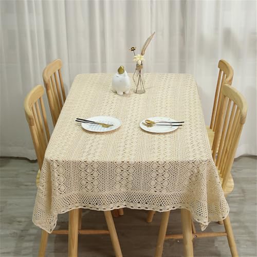 FMIYJUN Rechteckige Häkel-Tischdecke, beige, Deckchen, Baumwolle, Vintage-Spitze, rechteckige Küche, böhmische Tischdecken für Party, Bankett, Esszimmer, Hochzeitsdekorationen FMIYJUN Rechteckige Häkel-Tischdecke, beige, Deckchen, Baumwolle, Vintage-Spitze, rechteckige Küche, böhmische Tischdecken für Party, Bankett, Esszimmer, Hochzeitsdekorationen von FMIYJUN
