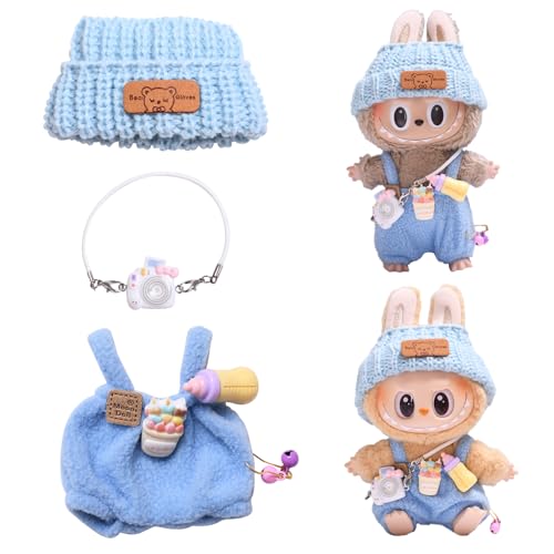 FMKLDENA Kleidung für Labubu Puppe, Labubu Puppenkleidung, Labubu Plüsch Pullover Bekleidung, Puppenkleidung für labubu Kleidung, für 17 cm große Labubu Puppe von FMKLDENA