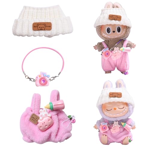 FMKLDENA Kleidung für Labubu Puppe, Labubu Puppenkleidung, Labubu Plüsch Pullover Bekleidung, Puppenkleidung für labubu Kleidung, für 17 cm große Labubu Puppe von FMKLDENA