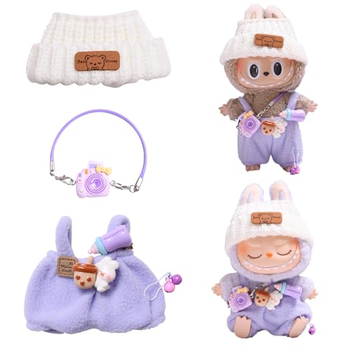 FMKLDENA Kleidung für Labubu Puppe, Labubu Puppenkleidung, Labubu Plüsch Pullover Bekleidung, Puppenkleidung für labubu Kleidung, für 17 cm große Labubu Puppe von FMKLDENA