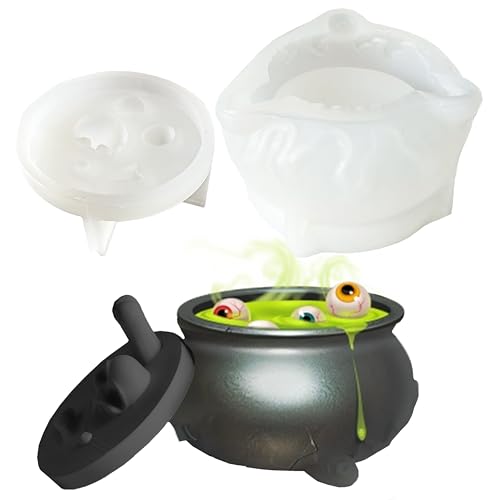 Totenkopf-Gläser, Harzform mit Deckel für Epoxidguss, Halloween-Epoxidharz-Formen, Totenkopf-Silikonform für selbstgemachte Süßigkeiten-Organizer, Schmuckbehälter, Halloween-Dekoration von FMOYSIEN