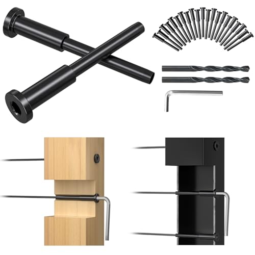 FMhotu Unsichtbares Kabelgeländer-Set, 0,3 cm, T316 Edelstahl, unsichtbarer Empfänger und Bolzenende, Spanner für Holz-/Metallpfosten, Kabelgeländer-Hardware (schwarz), 100 Stück von FMhotu