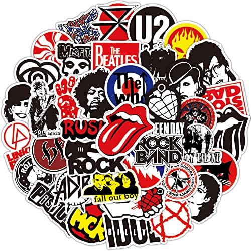 100 Stück Rock-and-Roll-Musik-Aufkleber Pack Vinyl Aufkleber Graffiti Stickers für Skateboard Auto Motorrad Fahrrad Laptop Kinder Bücher Gepäck Stoßfänger Patches Phone Aufkleber Sticker Wasserdicht von FNGEEN