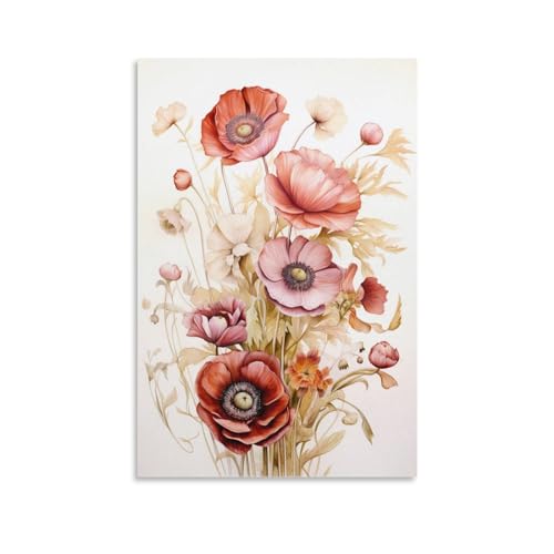 FOCCAR Aquarell Blumen Gemälde auf Leinwand Wandkunst Rot Natürliche Rustikale Blumen Leinwand Drucke Poster Wanddekoration für Heimdekorationen FOCCAR Aquarell Blumen Gemälde auf Leinwand Wandkunst Rot Natürliche Rustikale Blumen Leinwand Drucke Poster Wanddekoration für Heimdekorationen von FOCCAR