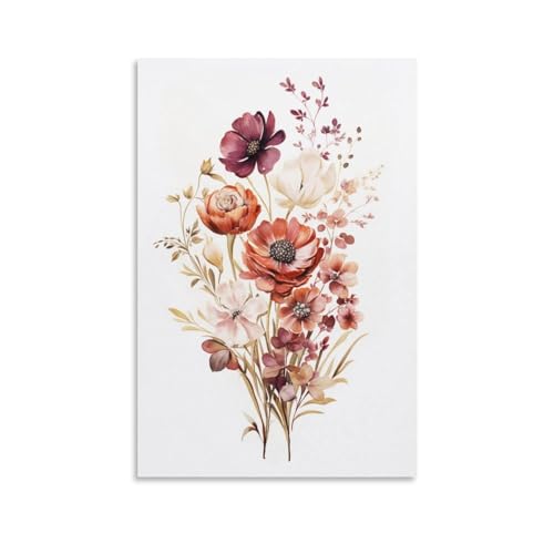 FOCCAR Rustikale Blumen Wandkunst Leinwand Drucke Aquarell Natur Pflanzen Bilder auf Leinwand Poster Wanddekoration für Heimdekoration von FOCCAR