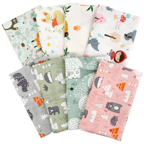 8 Stück Zum Nähen Baumwolle, Patchworkstoff, FOCCTS 50 x 40 cm Patchwork Stoffe Paket, Stoffe Zum Nähen Kinder für Craft Sewing Handmade DIY von FOCCTS