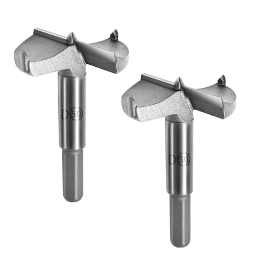 FOCMKEAS Forstnerbohrer mit Sechskantschaft, Doppelnut, Wolframkarbid, Holzlochsäge für Kunststoff, Hartholz, Holzbearbeitung, Scharnierlochbohrer, Bohraufsätze, Schneider, 50 mm, Silber, 2 Stück FOCMKEAS Forstnerbohrer mit Sechskantschaft, Doppelnut, Wolframkarbid, Holzlochsäge für Kunststoff, Hartholz, Holzbearbeitung, Scharnierlochbohrer, Bohraufsätze, Schneider, 50 mm, Silber, 2 Stück von FOCMKEAS