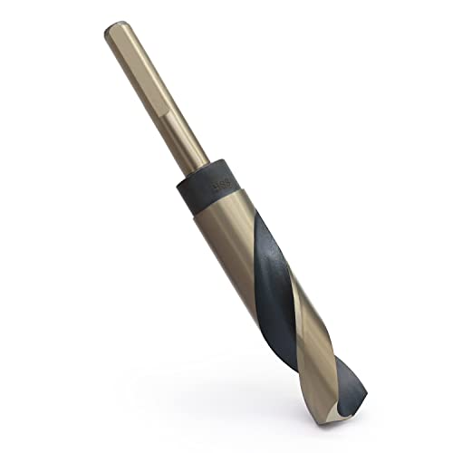 Spiralbohrer mit reduziertem Schaft, 17 mm Schnittdurchmesser Hochgeschwindigkeitsstahl, Gold und Schwarz beschichtete Bohrer, 10 mm Durchmesser. 3-flache Spiralbohrer mit reduziertem Schaft (17 mm) von FOCMKEAS