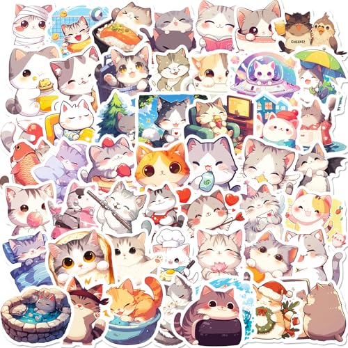 50pcs Nette Katzen-Aufkleber, Kawaii Pet Aufkleber Set für Jungen Mädchen Teenager, wasserdichtes Vinyl Lustige Tiere Aufkleber 50pcs Nette Katzen-Aufkleber, Kawaii Pet Aufkleber Set für Jungen Mädchen Teenager, wasserdichtes Vinyl Lustige Tiere Aufkleber von FOCRI