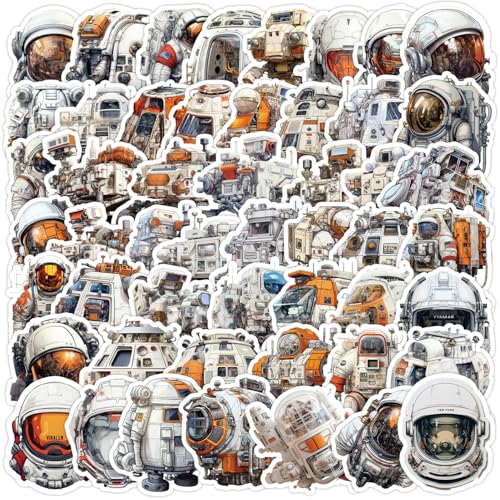 FOCRI 50 Stück Space Astronaut Aufkleber, Vinyl, für Jungen Teenager Raumfahrt, wasserdichte Raumschiff-Aufkleber, Sci-Fi, Sticker von FOCRI