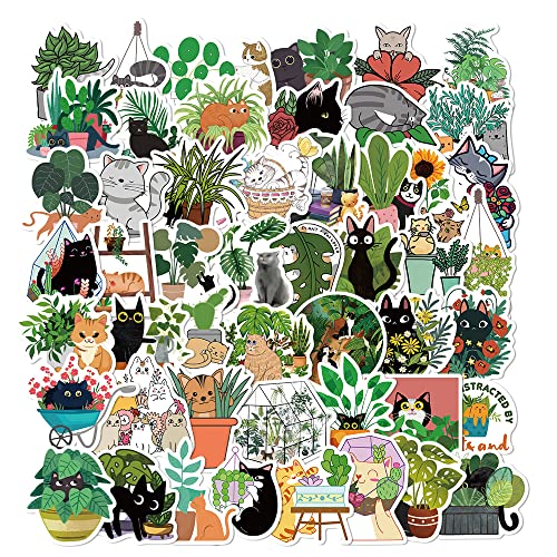 Katzen & Pflanzen Aufkleber, 50 Stück Niedliche Cartoon Schwarze Katze Grüne Topfpflanze Aufkleber, Vinyl Wasserdicht Abziehbilder für Wasserflasche, Laptop, Skateboard, Geschenke für Kinder, Teenager Katzen & Pflanzen Aufkleber, 50 Stück Niedliche Cartoon Schwarze Katze Grüne Topfpflanze Aufkleber, Vinyl Wasserdicht Abziehbilder für Wasserflasche, Laptop, Skateboard, Geschenke für Kinder, Teenager von FOCRI