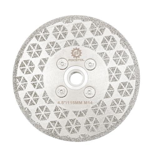 Diamant Trennscheibe 115mm - FOCSTOL Doppelseitig Diamantscheibe mit M14 Flansch für Granit Marmor Porzellan Keramik Fliesen von FOCSTOL