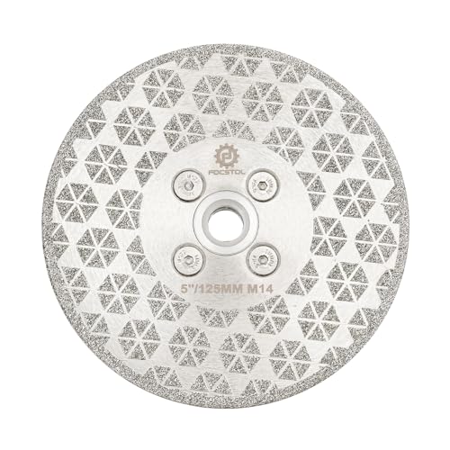Diamant Trennscheibe 125mm - FOCSTOL Doppelseitig Diamantscheibe mit M14 Flansch für Granit Marmor Porzellan Keramik Fliesen von FOCSTOL