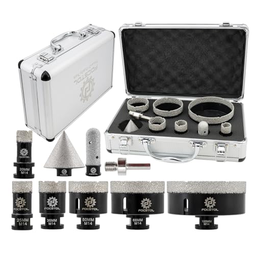 FOCSTOL Diamant Fliesenbohrer Set - 20/25/35/50/68/100mm+20mm Fingerfräser+50mm Fasenbohrer für Porzellan Keramik Fliese Marmor Granit Stein Quarz Packung mit 8 FOCSTOL Diamant Fliesenbohrer Set - 20/25/35/50/68/100mm+20mm Fingerfräser+50mm Fasenbohrer für Porzellan Keramik Fliese Marmor Granit Stein Quarz Packung mit 8 von FOCSTOL