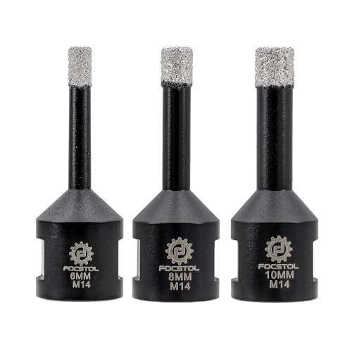 FOCSTOL Diamant Fliesenbohrer - 3 Stück 6/8/10mm Diamant Lochsäge für Porzellan Keramik Fliesen Marmor Granit M14 Gewinde für Winkelschleifer FOCSTOL Diamant Fliesenbohrer - 3 Stück 6/8/10mm Diamant Lochsäge für Porzellan Keramik Fliesen Marmor Granit M14 Gewinde für Winkelschleifer von FOCSTOL