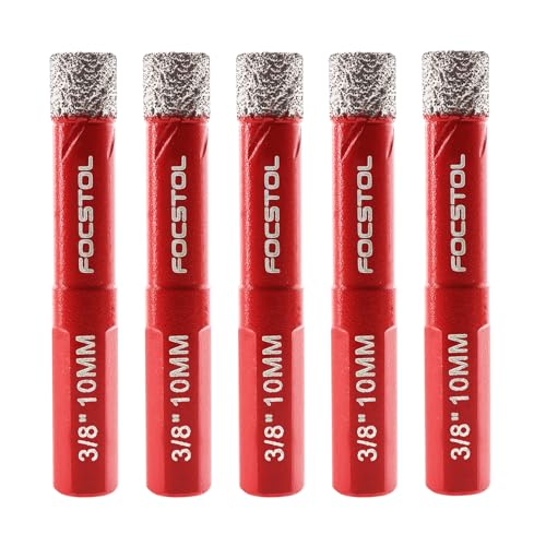 FOCSTOL Diamant Fliesenbohrer Set - 5 Stück 10mm Vakuumgelötete Diamant Lochsäge mit Dreikantschaft für Porzellanfliesen Keramik Granit Marmor FOCSTOL Diamant Fliesenbohrer Set - 5 Stück 10mm Vakuumgelötete Diamant Lochsäge mit Dreikantschaft für Porzellanfliesen Keramik Granit Marmor von FOCSTOL