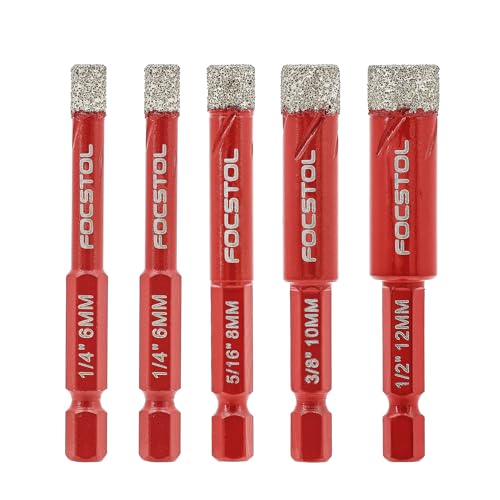 FOCSTOL Diamant Fliesenbohrer 6/6/8/10/12mm mit Schnellwechsel-Sechskantschaft für Keramik Porzellan Fliese Marmor Granit Ziegel Packung mit 5 FOCSTOL Diamant Fliesenbohrer 6/6/8/10/12mm mit Schnellwechsel-Sechskantschaft für Keramik Porzellan Fliese Marmor Granit Ziegel Packung mit 5 von FOCSTOL
