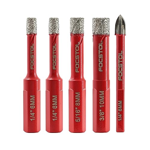 FOCSTOL Diamant Fliesenbohrer Set - 4 Stück 6/6/8/10mm Diamant Lochsäge+1 Stück Hartmetallbohrer mit Dreikantschaft für Porzellanfliesen Keramik Granit Marmor FOCSTOL Diamant Fliesenbohrer Set - 4 Stück 6/6/8/10mm Diamant Lochsäge+1 Stück Hartmetallbohrer mit Dreikantschaft für Porzellanfliesen Keramik Granit Marmor von FOCSTOL