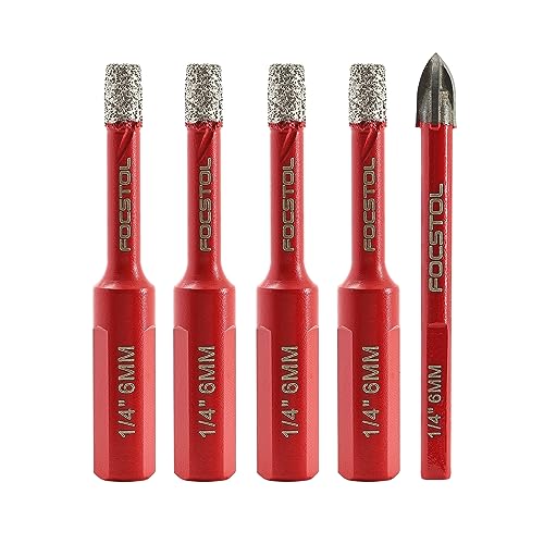 FOCSTOL Diamant Fliesenbohrer Set - 4 Stück 6mm Diamant Lochsäge+1 Stück Hartmetallbohrer mit Dreikantschaft für Porzellanfliesen Keramik Granit Marmor FOCSTOL Diamant Fliesenbohrer Set - 4 Stück 6mm Diamant Lochsäge+1 Stück Hartmetallbohrer mit Dreikantschaft für Porzellanfliesen Keramik Granit Marmor von FOCSTOL