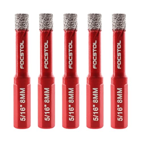 FOCSTOL Diamant Fliesenbohrer Set - 5 Stück 8mm Vakuumgelötete Diamant Lochsäge mit Dreikantschaft für Porzellanfliesen Keramik Granit Marmor FOCSTOL Diamant Fliesenbohrer Set - 5 Stück 8mm Vakuumgelötete Diamant Lochsäge mit Dreikantschaft für Porzellanfliesen Keramik Granit Marmor von FOCSTOL