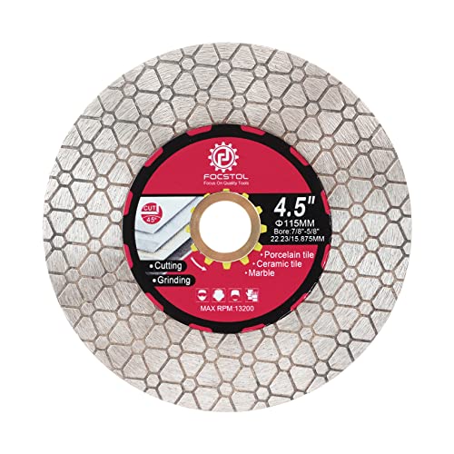 FOCSTOL Diamant Trennscheibe - 115mm x 22,23mm Fliesentrennscheibe Schneiden und Schleifen für Porzellan Keramikfliesen Marmor Granit Kunststein Quarz FOCSTOL Diamant Trennscheibe - 115mm x 22,23mm Fliesentrennscheibe Schneiden und Schleifen für Porzellan Keramikfliesen Marmor Granit Kunststein Quarz von FOCSTOL