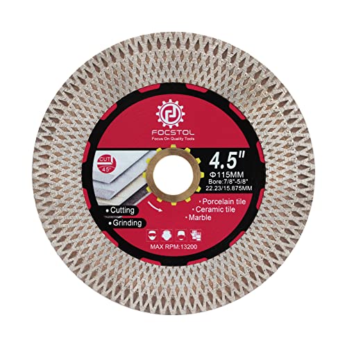 FOCSTOL Diamant Trennscheibe - 115mm x 22,23mm Fliesentrennscheibe Schneiden und Schleifen für Porzellan Keramik Fliesen Marmor Granit Kunststein mit X Mesh Felge FOCSTOL Diamant Trennscheibe - 115mm x 22,23mm Fliesentrennscheibe Schneiden und Schleifen für Porzellan Keramik Fliesen Marmor Granit Kunststein mit X Mesh Felge von FOCSTOL