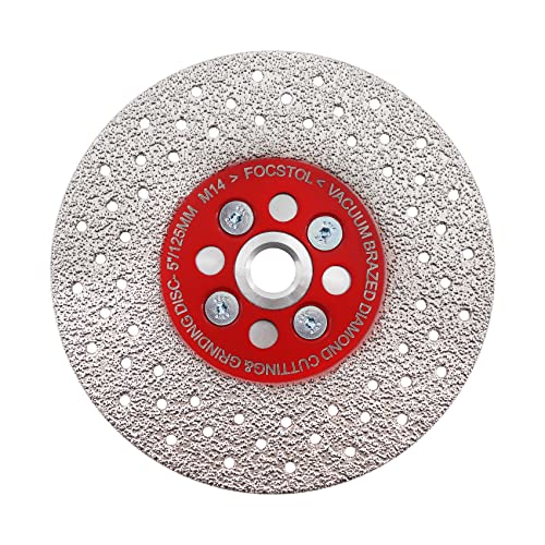 FOCSTOL Diamant Trennscheibe 125mm - Doppelseitig Vakuumgelötete Diamantscheibe zum Schneiden und Schleifen von Granit Marmor Porzellan Keramikfliesen Stein Beton M14 Gewinde FOCSTOL Diamant Trennscheibe 125mm - Doppelseitig Vakuumgelötete Diamantscheibe zum Schneiden und Schleifen von Granit Marmor Porzellan Keramikfliesen Stein Beton M14 Gewinde von FOCSTOL