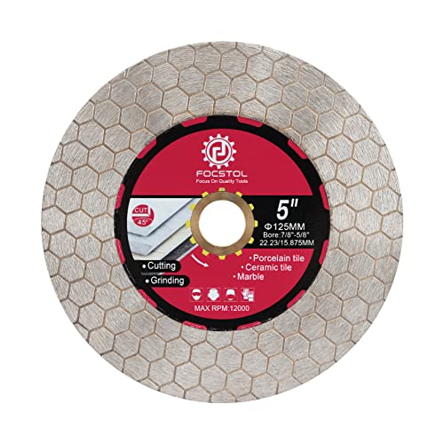 FOCSTOL Diamant Trennscheibe 125mm - Fliesentrennscheibe Schneiden und Schleifen für Porzellan Keramikfliesen Marmor Granit Kunststein Quarz Laube 22,23mm x 15,875mm FOCSTOL Diamant Trennscheibe 125mm - Fliesentrennscheibe Schneiden und Schleifen für Porzellan Keramikfliesen Marmor Granit Kunststein Quarz Laube 22,23mm x 15,875mm von FOCSTOL