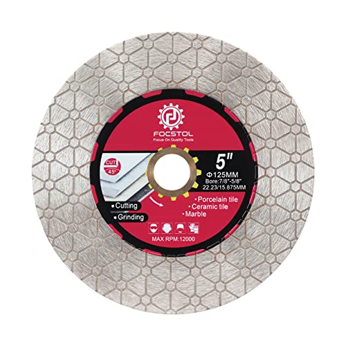 FOCSTOL Diamant Trennscheibe - 125mm x 22,23mm Fliesentrennscheibe Schneiden und Schleifen für Porzellan Keramikfliesen Marmor Granit Kunststein Quarz FOCSTOL Diamant Trennscheibe - 125mm x 22,23mm Fliesentrennscheibe Schneiden und Schleifen für Porzellan Keramikfliesen Marmor Granit Kunststein Quarz von FOCSTOL